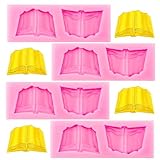 Arvintas 4PCS Book Silicone Fondant Molds for Cake Graduation Silicone Mold Book Fondant Candy Molds for Cake Decorating Cupcake Topper Candy Chocolate Gum Paste