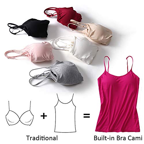 Basic Padded Camisole With Adjustable Spaghetti Strap Plus Size Undershirt Women's Tunic Cami Top, 6Xl Red #TOP3
