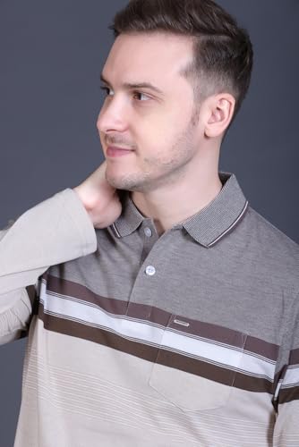 Image of Full Sleeve Polo T Shirt for Men Cotton with Pocket and Collar - Regular Fit Tshirt