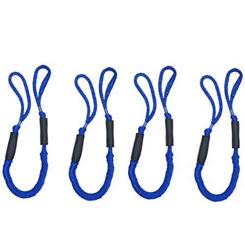 KEBEIXUAN 4 Packs Boat Dock Line Bungee Dockline 4-5.5 Ft Amarre Cuerda Canotaje Regalos para Hombres Accesorios para Barcos Accesorios para pontones Jet Ski SeaDoo WaveRunner Kayak (Negro) (Azul)