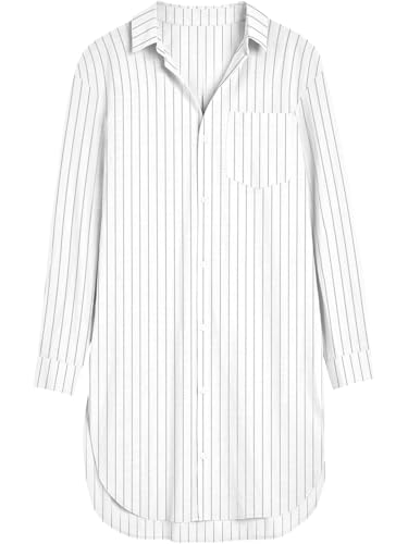 Image of Runcati Womens Button Down Shirts Linen Cotton Long Sleeve Blouse Tunic Tops Cover Up Shirt Loose Beach Bikini Dress
