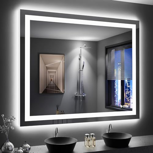Yestar 49x40 Inches Ip54 Bathroom Vanity Mirror with-Fog Led, Front/Backlit, Touch Control, High Lumen CRI 95, Dimmable, Adjustable 3000k / 4500k / 6000k (Silver)
