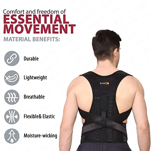 kossto Adjustable & Breathable Posture Corrector Back Brace Shoulder Support Trainer for Body Correction, Neck, Back and Shoulder Pain Relief for Women and Men Small Universal Size(waist26-32)