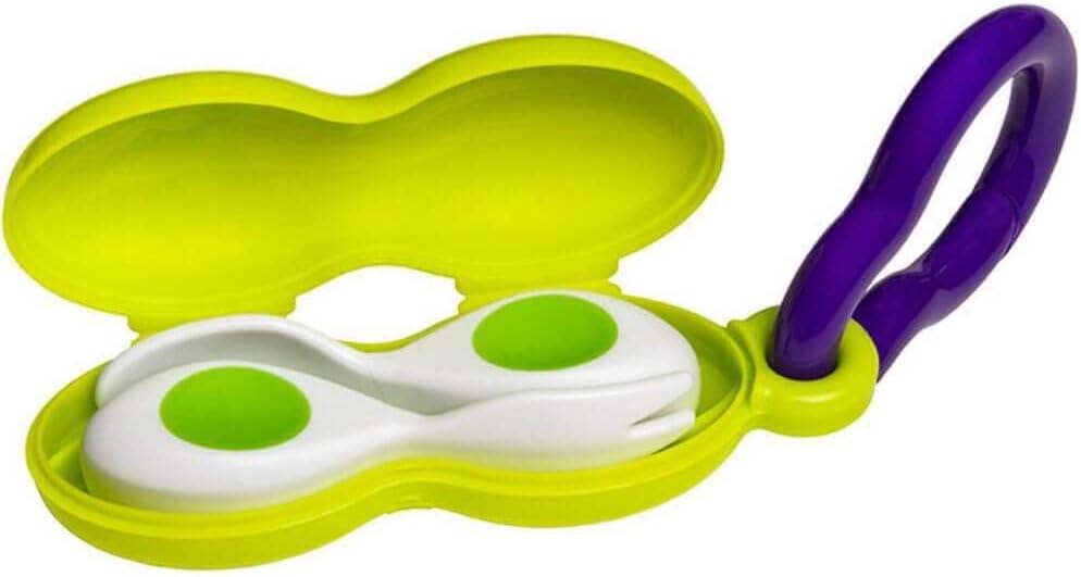 doddl Baby Cutlery Set (6–12 Months) – Spoon & Fork for Weaning, BLW Self-Feeding – Easy-Grip Handles & Safe Short Design (Fresh Green)