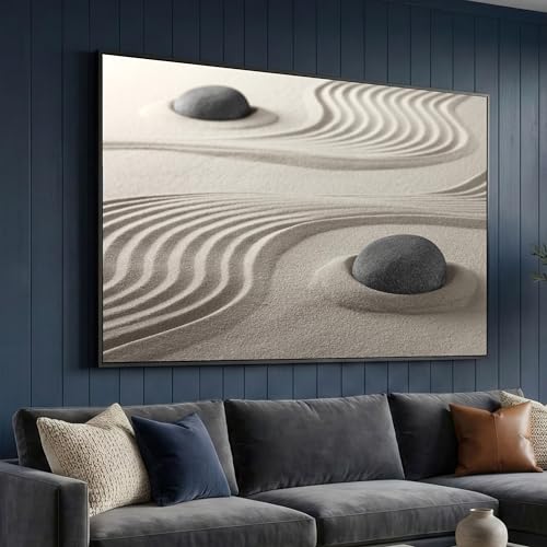 Toile pierres de jardin zen de qualité supérieure avec cadre intérieur