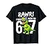 I was 6 Now I’m 7 Years Old 7th Birthday 6-7 T Rex Dinosaur T-Shirt