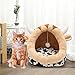 ＫＬＫＣＭＳ Cute Cat Bed, Dog House Sleeping Bed Dog Nest with Washable Cushion Cozy Nonslip Bottom Decorative Kennel with Ball Shelter for Cats Puppy, Cow, S