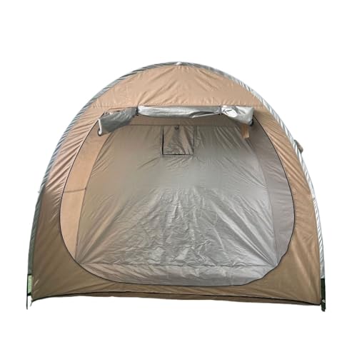 OGXNテント 大型自転車ストレージ 210D 高密度オックスフォード生地 PU4000 防水加工 雨紫外線塵シャットアウト 最大 4 台収納大容量 換気窓付き大型ドア 屋外バイク芝刈り機保管 (大サイズ210*150*165cm,カーキ)