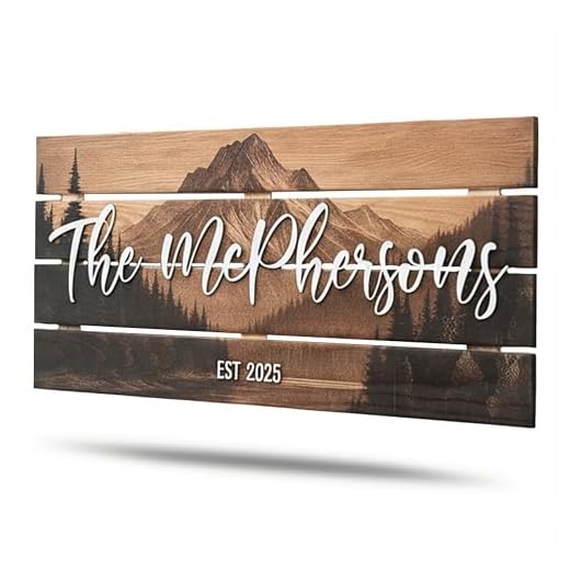 Custom Mountain Family Name Sign - Rustic Wood Wall Decor, Personalized Wedding & Gift for Anniversary Couples, Housewarming Gift for New Home