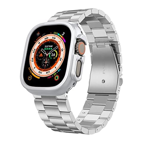 HATALKIN Case Bands Compatible for Apple Watch Ultra/Ultra 2Band 49mm with Case, Stainless Steel Apple Watch Ultra 49mm Band and Rugged PC Case for Women Men Cover