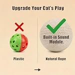 4-Inch Sisal Cat Toy Balls with Crinkle Sound | Indoor Cat Toys for Teething, Claw Sharpening & Play | Large Size Prevents Rolling Under Furniture(White) - Image 3