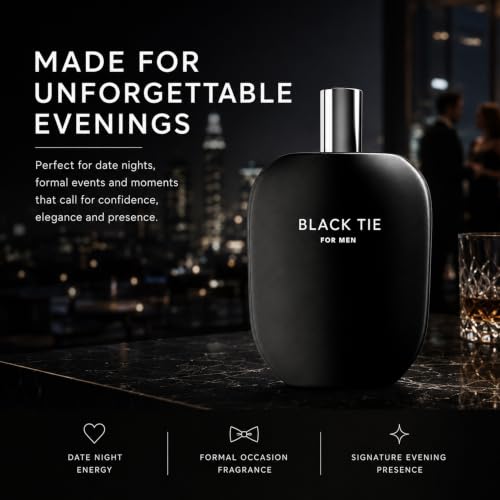 Image of Fragrance One BLACK TIE for Men 3.4 Fl Oz | Extrait de Parfum by Jeremy Fragrance, deep woody oriental scent with cardamom, guaiac wood & citrus, for formal evenings