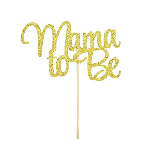 Oblique Unique® Torten Kuchen Topper Aufsatz Mama to Be für Baby Shower Baby Party Deko - Gold mit Glitzereffekt Muffin Cupcake Dekoration