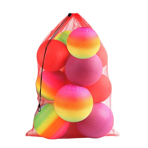 GSE Games & Sports Expert 24x36 Red Heavy Duty Mesh Drawstring Bag Extra Large Sports Equipment Bag with Shoulder Strap for Soccer Basketballs Volleyballs Footballs Swimming Gear Laundry