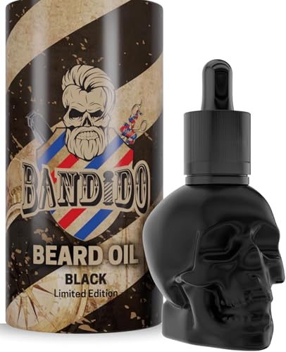 Bandido Aceite para Barba Hombre 40 ml – diseño calavera con cuentagotas – nutre y suaviza, controla el encrespamiento – hidrata piel y barba – para barba de 3 días o completa – acabado de barbería
