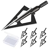 Bombrooster Hunting Broadheads with 3 Fixed Blade 100 Grain Screw-in Archery Broadheads Compatible with Crossbows,Recurve and Compound Bows (Black, 100 Grain)