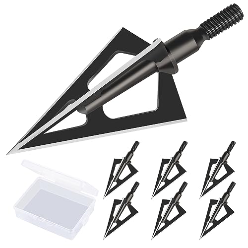 Bombrooster Hunting Broadheads with 3 Fixed Blade 100 Grain Screw-in Archery Broadheads Compatible with Crossbows,Recurve and Compound Bows (Black, 100 Grain)