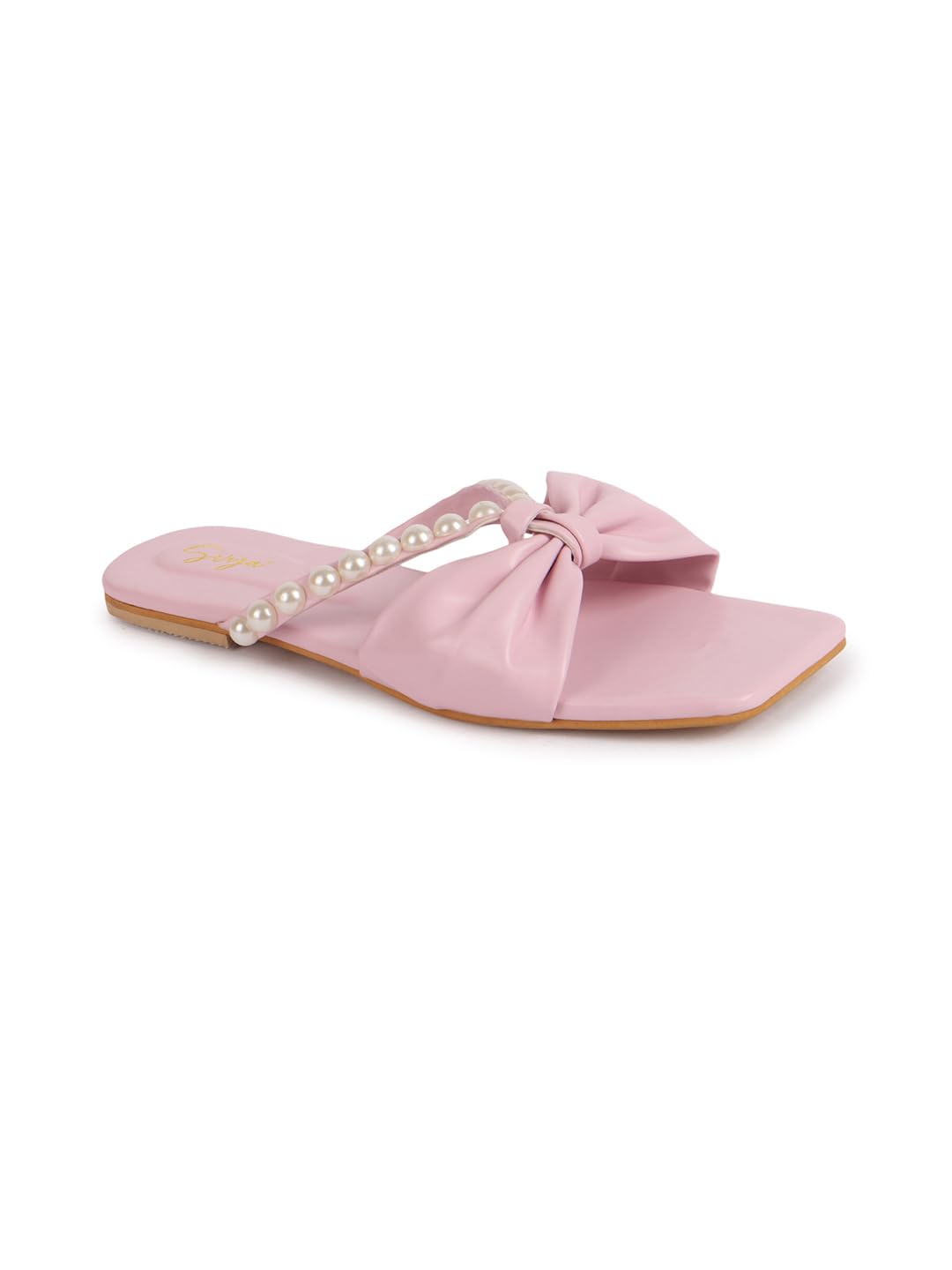 Women's Square Toe Flat Sandals with Bow Detail, Slip-on Sandals for Girls-image-15