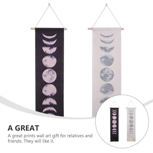 Tenture murale lune décorative en bois lot de 2 pour bureau et salon - 6