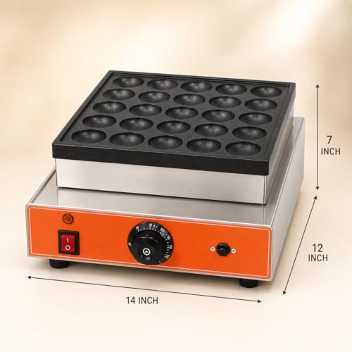 Image of Commercial Mini Pancake Maker, Electric Dutch Pancake Machine with Multi Cavity Plate, Fast Heating Baker for Cafe Restaurant