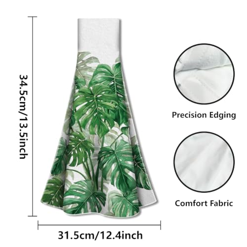 WADORN 2Pcs Monstera Leaves Kitchen Hanging Kitchen Towel - Image 2
