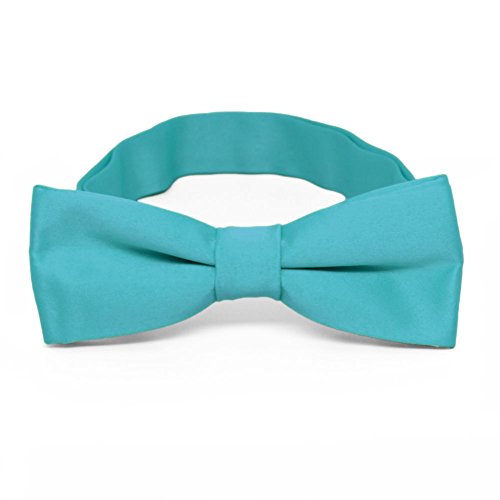 TieMart Boys' Pre-Tied Adjustable Band Collar Bow Tie, Turquoise, One Size
