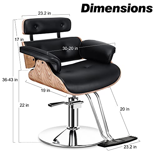 Baasha Salon Chair, Hair Salon Chair With Heavy Duty Hydraulic Pump, 360° Swivel Salon Chair For Hair Stylist, Styling Chair With Premium Molded Plywood, Weight Capacity Up To 440 Lbs - Black #TOP2