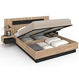 2 tables de chevets intégrées avec 1 tiroir + 1 tête de lit avec 1 appui-tête