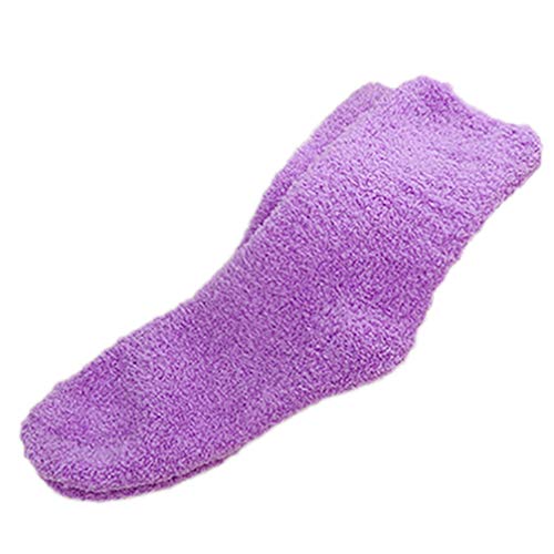 rycnet Damen/Mädchen Winter warme dicke Korallen-Fleece-flauschige einfarbige Schlaf-Socken Schlafsocken Neujahrsgeschenk lila Cover