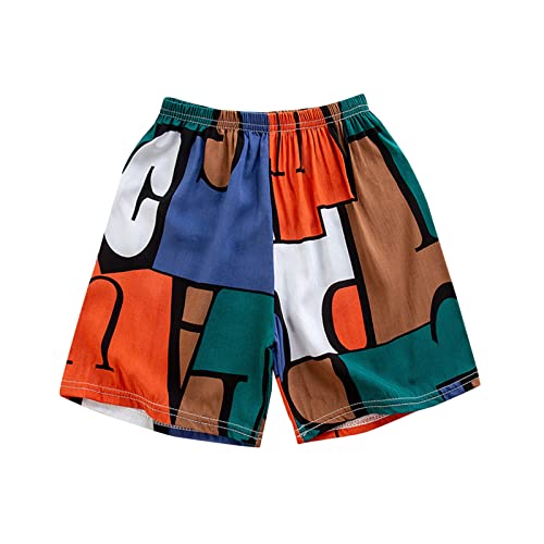 Toddler Boys Swim Trunks Quick Dry Shorts Boys Elastic Waist Plaid Bathing Suit Kids Cool Print (Red-c, 5-6 Years)