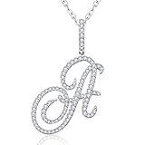 SFERT A Initial Letter Pendant Necklace Womens Capital A-Z Letter 925 Sterling Silver Cable Chain 18 Inch, Letter A, Birthday Gifts for Her