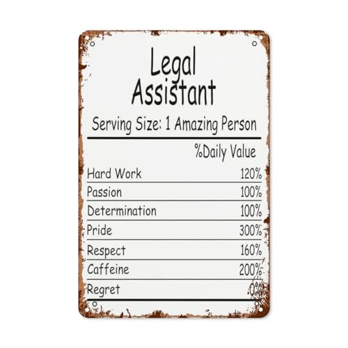 Kitchen Decor Wall Legal Assistant Amazing Person Daily Value Retro Signs Metal Vintage Outdoor Bathroom Wall Decor Sign Plaque Funny Life Quotes For Home,Cafe & Man Cave 8X12inch