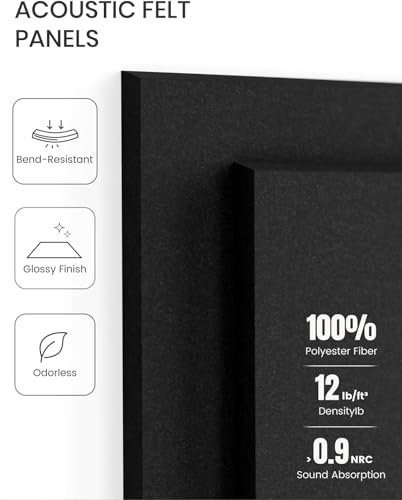 Image of KRENZ Self-Adhesive Felt Bulletin Board Tiles Set of 6 (30 x 30 CM) with 25 Pins | Black Notice Board for Office, School, Pin Board, Vision Board & Wall Decor (Black) (Dark Black)