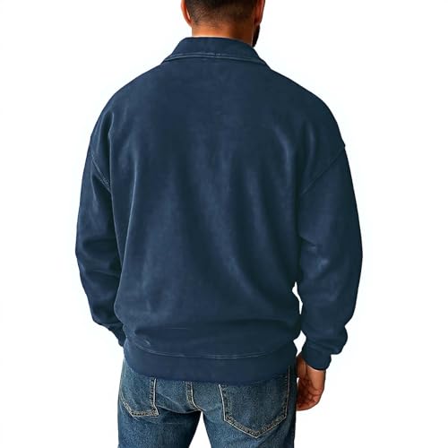 Men's Quarter Zip Up Sweaters Slim Fit Lightweight Mock Neck Pullover Casual Polo Sweaters3