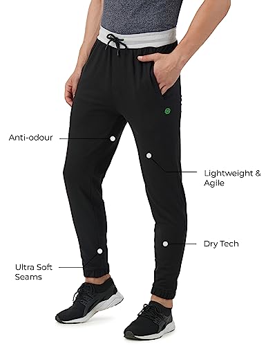 Image of PUMP'D Men's Breathable Cotton Jogger Pants with Elasticated Waistband & Drawstring - Dry Tech, Anti-Odor, Lightweight, Soft Seams