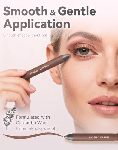 Delineador De Ojos Y Sombra De Ojos 2 En 1,A Prueba De Manchas, Sombra De Ojos En Barra DúO Con Pincel Para Difuminar, Para Maquillaje De Ojos Ahumado O Natural Sin Esfuerzo (Tentar + Sensual) - imagen 5