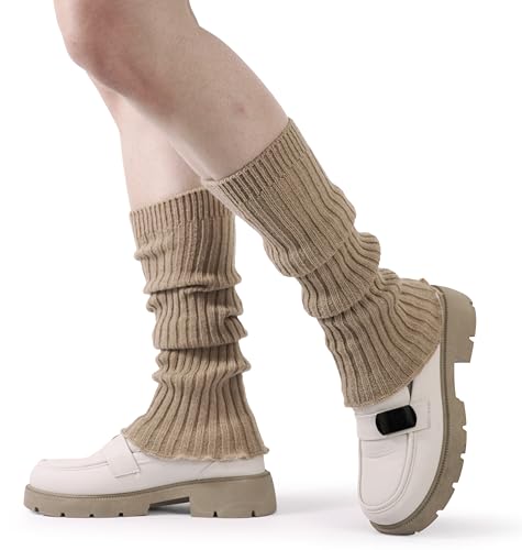 Image of BomKinta Leg Warmers for Women - Soft Fashion Knit Calf Accessories Gifts - Cute 80s Ruffle Leg Sleeves for Party Yoga