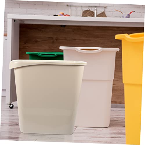Bote de basura estrecho rectangular sin tapa Beige miniatura 3