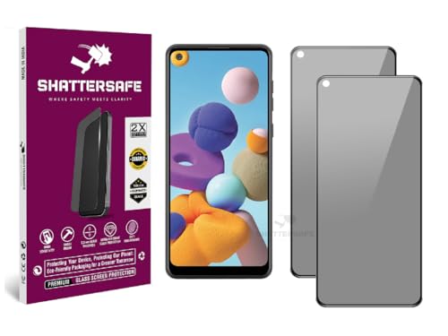 Image of Anti-Spy Privacy Tempered Glass Compatible For Samsung Galaxy A21 / A21s [Pack of 2]. 9H Hardness, Anti-Scratch, Edge-to-Edge Protection With Easy Installation Kit & Case Friendly Fit.