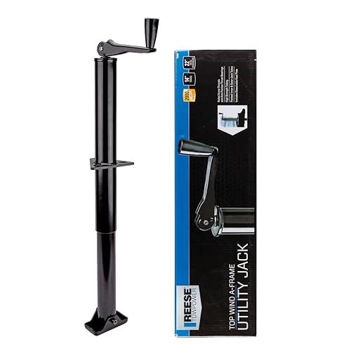 REESE Towpower 74407 Round Trailer Jack, A-Frame, 2,000 lbs. Lift Capacity, Topwind, Bolt-On, 14 Inch Travel.