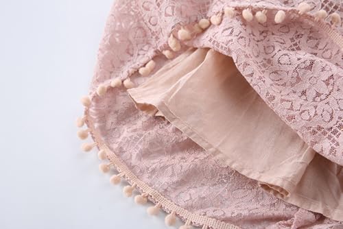 Image of BGFKS Baby Girl Tutu Dress Elegant Lace Pom Pom Flutter Sleeve with Flower Headband Set
