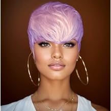 Short Pixie Haircut Synthetic Wig for Black Women - Short Hairstyle - Purple