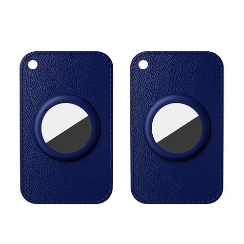 Funda de Airtag para cartera ultrafina texturizada en azul oscuro