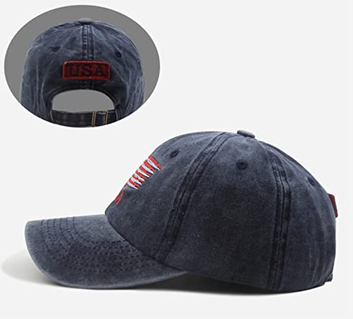 Image of IZUS Men's USA-Flag-Embroidered Baseball-Cap Washed-Cotton Dad-Tracker-Hat American-Independence-Day