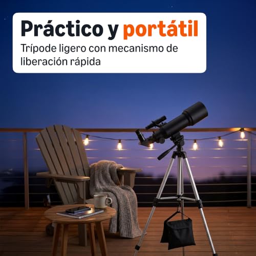 Miniatura 3 de Amazon Basics Telescopio, Apertura de 70mm y Montura AZ de 400mm, portátil con trípode, Soporte para teléfono, Bolsa, Negro