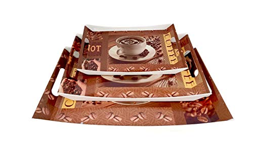 Image of UPC Preimum Melamine Break Resistant Serving Tray Set Flora Shape Modern Designs(Set of 3 - S, M, L)