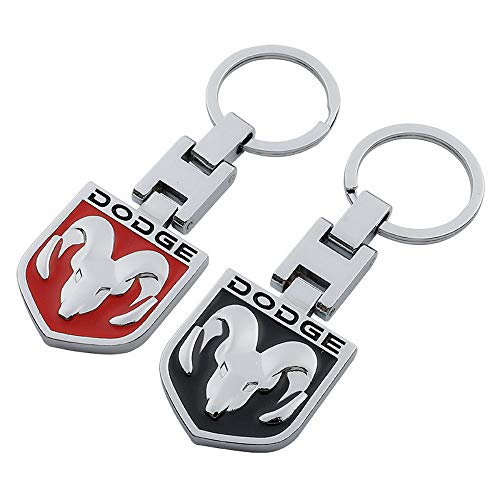 EVPRO 2 Pcs Key Chain with Double Sides 3D Metal Chromed Pattern Auto Car Key Ring for Dodge Ram Accessories