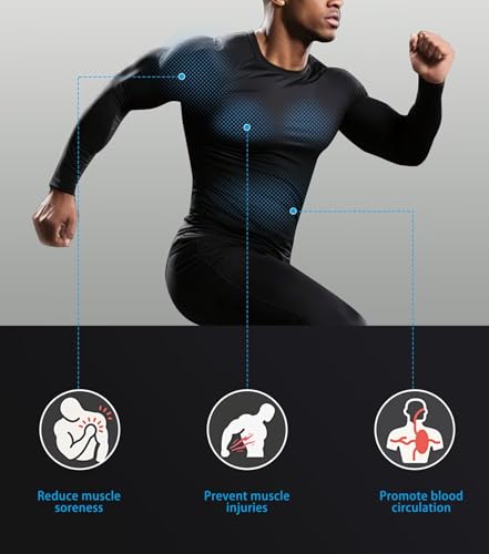 5 Pack Men's Compression Shirts Long Sleeve Undershirts Quick Dry Workout Baselayer Rash Guard Fitness Top2
