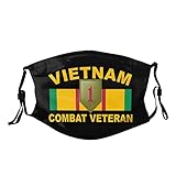 First Infantry Division Vietnam Veteran Face Mask Washable Reusable Adults Breathable with 2 Filters Black