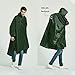 longsinger Rain Ponchos for Adults, Waterproof Rain Poncho with Hood and Arms for Hiking, Hunting, Outdoor, Olive Green